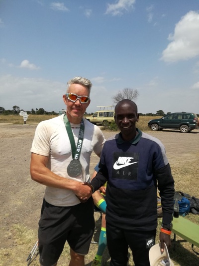 Simon Hollis after completing an ultra-marathon in Kenya